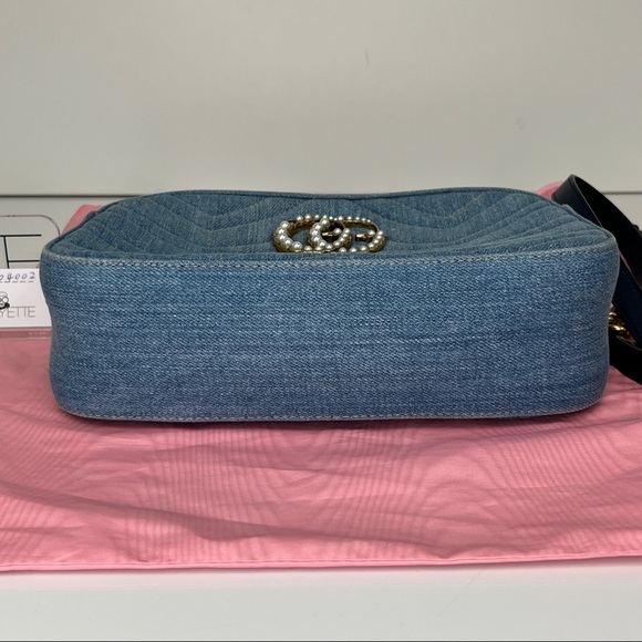 Gucci Pearly GG Marmont Denim Matelasse Bag - Picture 2 of 6